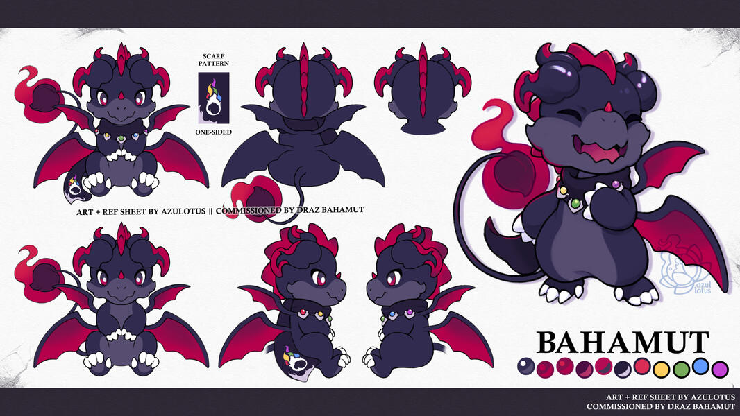 "Bahamut" Mascot design for a content creator DrazBahamut default form and turnaround.