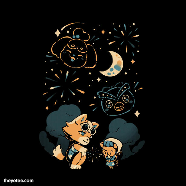 "Farewell to Summer" T-shirt design for The Yetee inspired by the Fireworks Festivals in Animal Crossing and summertime memories.